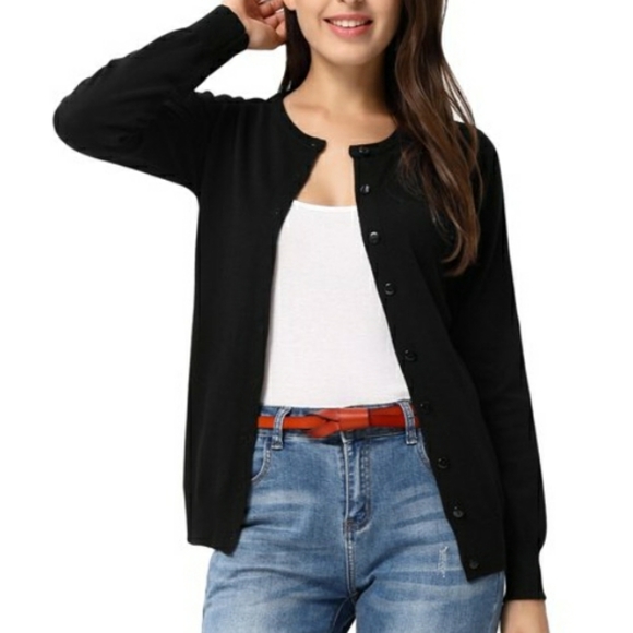 J. A. C. Sweaters - J.A.C. Size LP, Black Button Down Cardigan Sweater